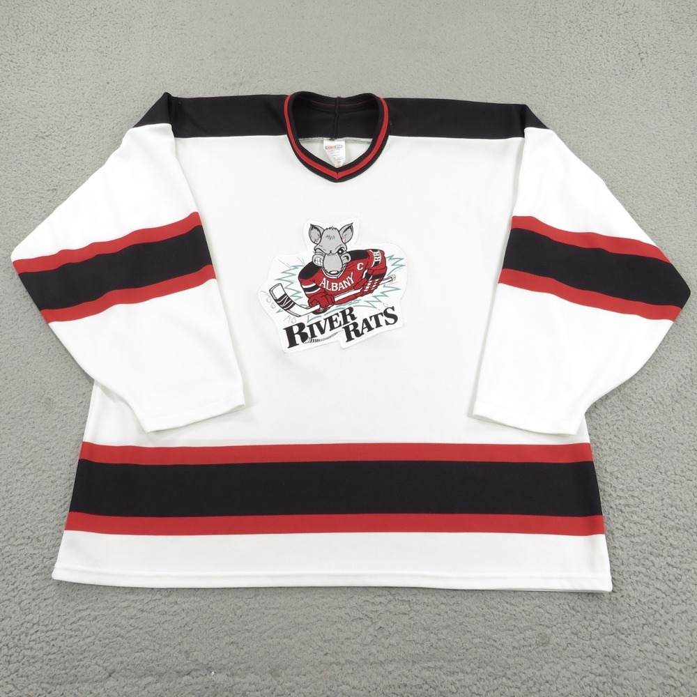 Albany River Rats Jersey Mens XXL CCM Maska Vintage Hockey Sweater AHL White 90s